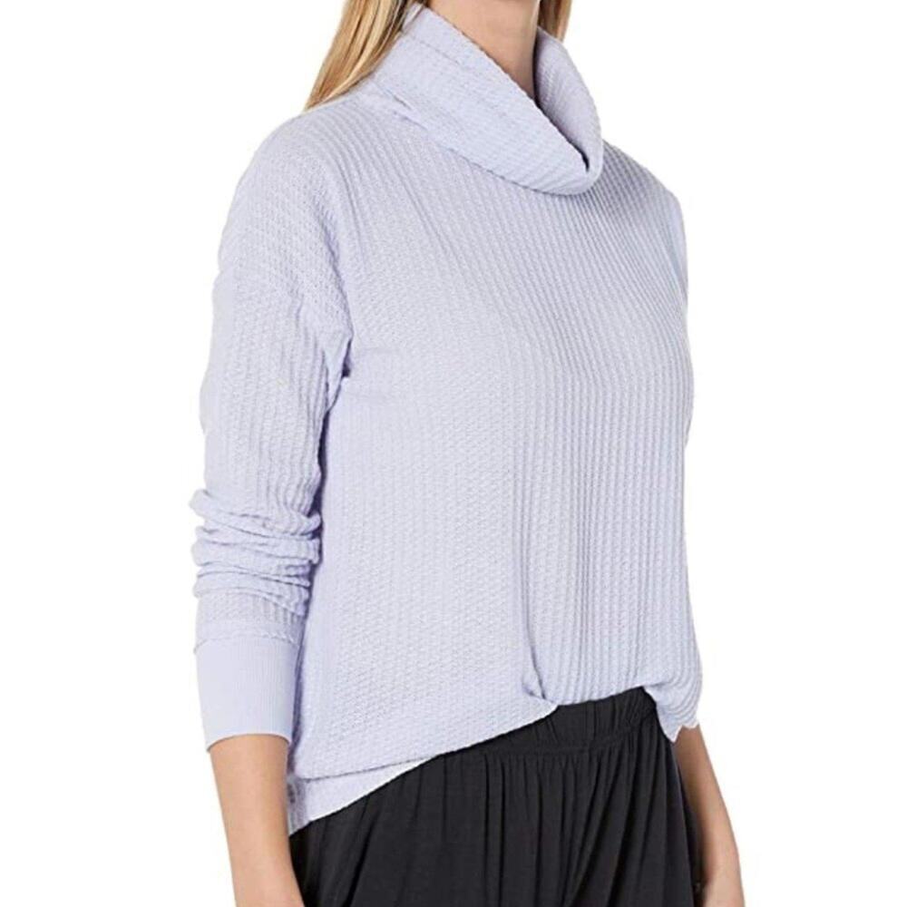 PJ Salvage Soft Blue Cowl Neck Lounge Long Sleeve Top Size Large, NWT